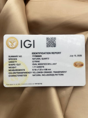 Citrine Silver Ring - IGI Certified - Dokkana Gemstones