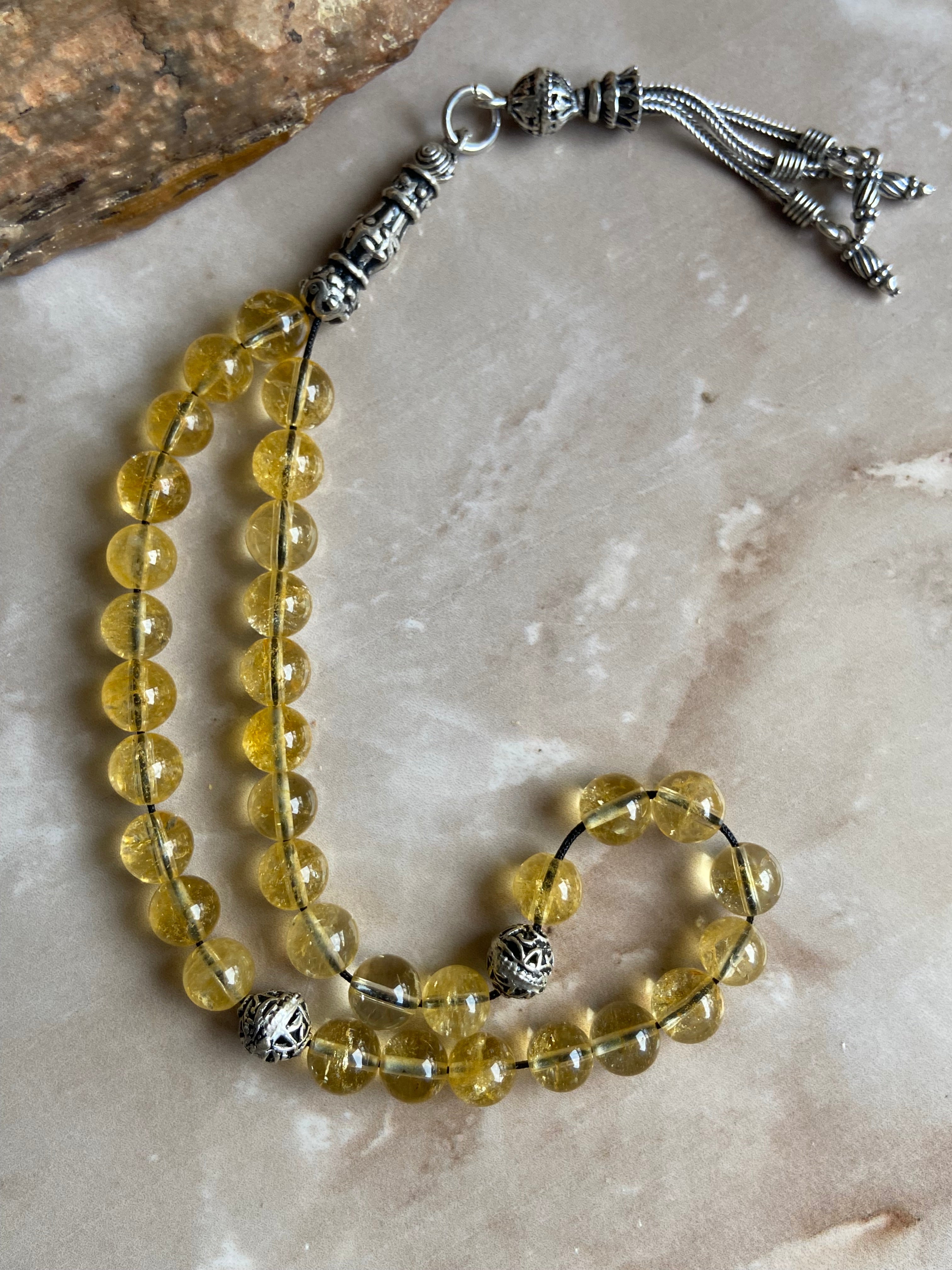 Citrine Silver Rosary - Dokkana Gemstones