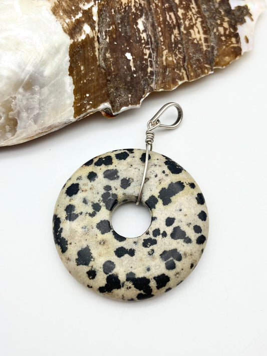 Dalmatian Stone Silver Pendant - Dokkana Gemstones