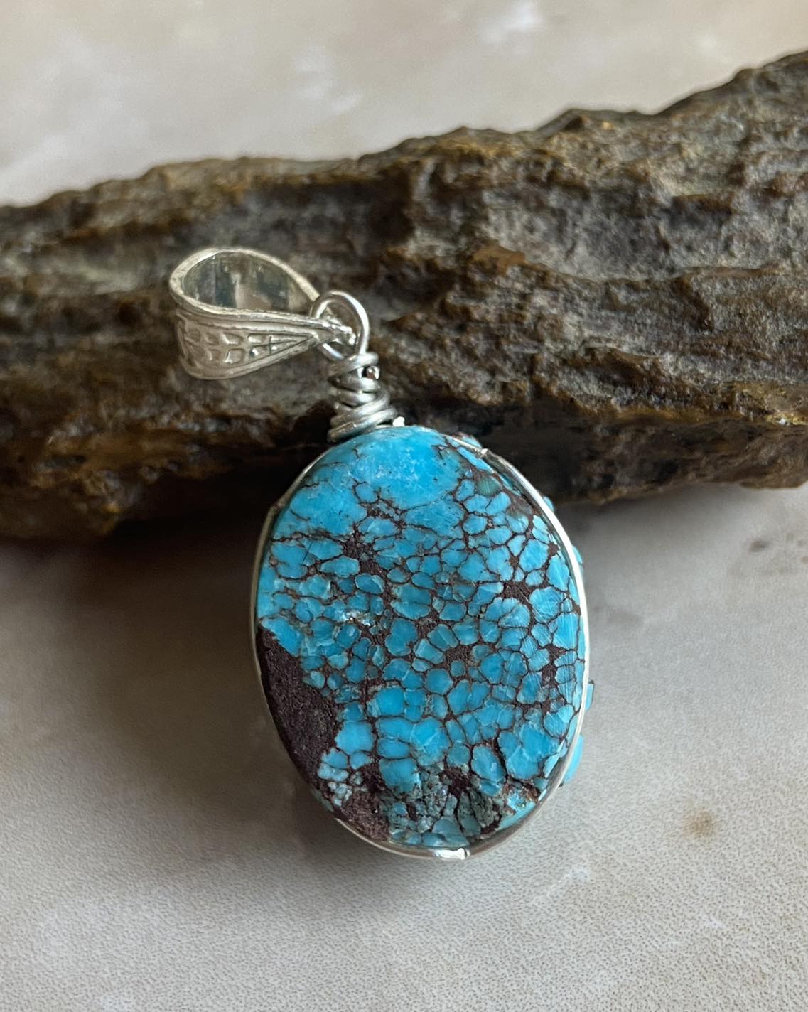 Egyptian Turquoise Scarab Silver Pendant - Dokkana Gemstones