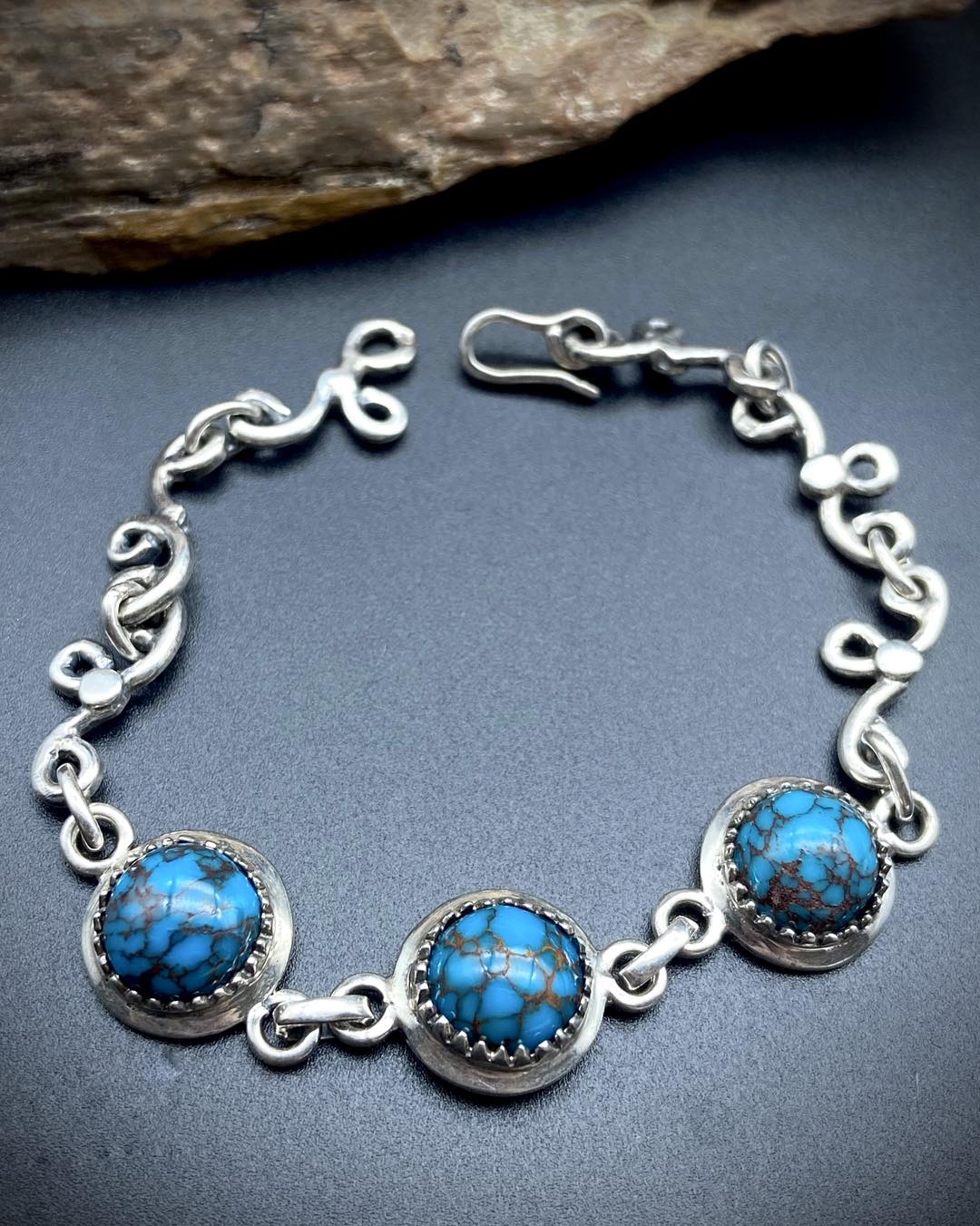 Egyptian Turquoise Silver Bracelet - Dokkana Gemstones