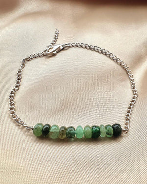 Emerald Silver Bracelet - Dokkana Gemstones