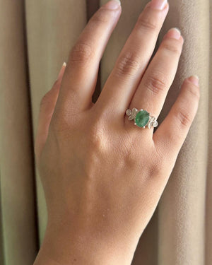 Emerald Silver Ring - IGI certified - Dokkana Gemstones