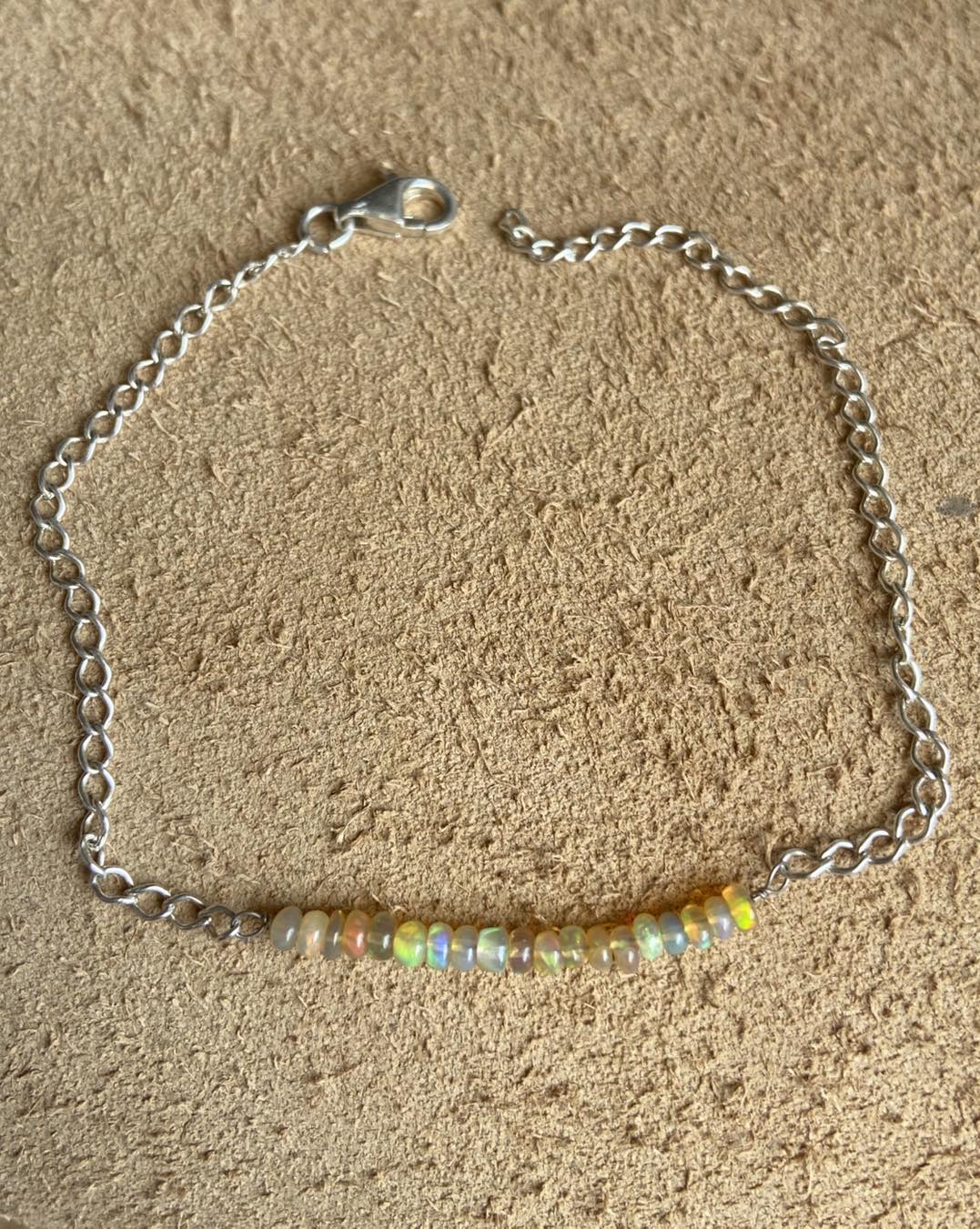 Fire Opal Silver Bracelet - Dokkana Gemstones