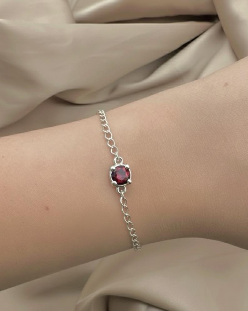 Garnet Silver Bracelet - Gem Quality - Dokkana Gemstones