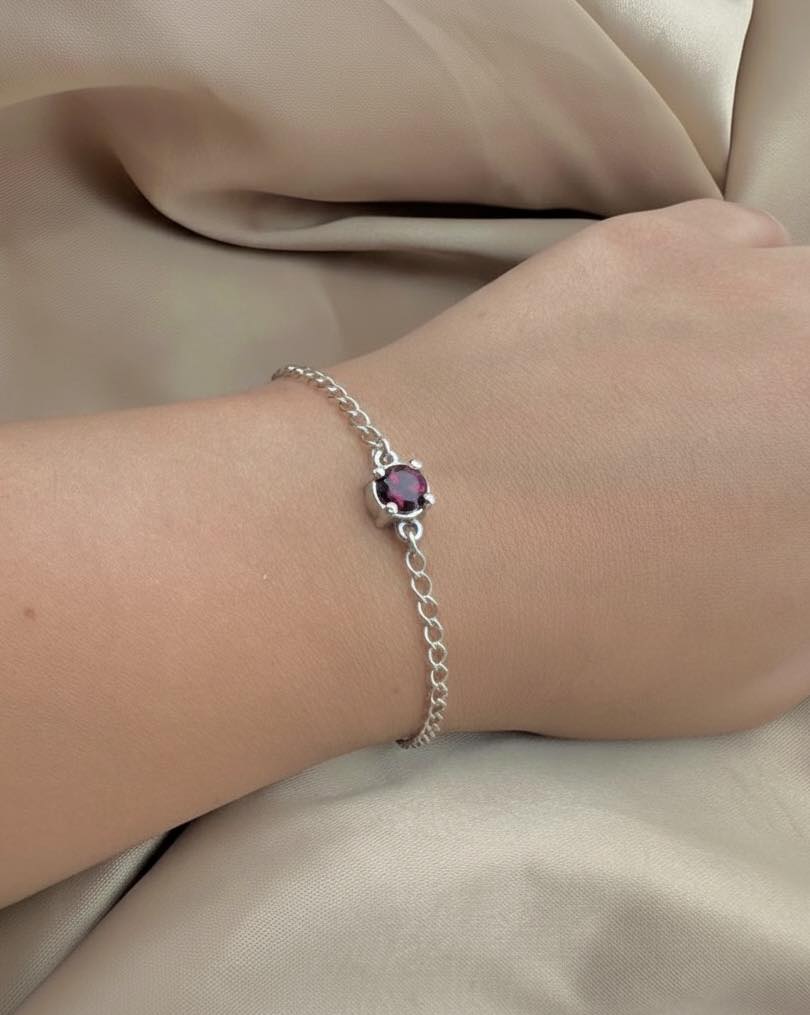 Garnet Silver Bracelet - Gem Quality - Dokkana Gemstones