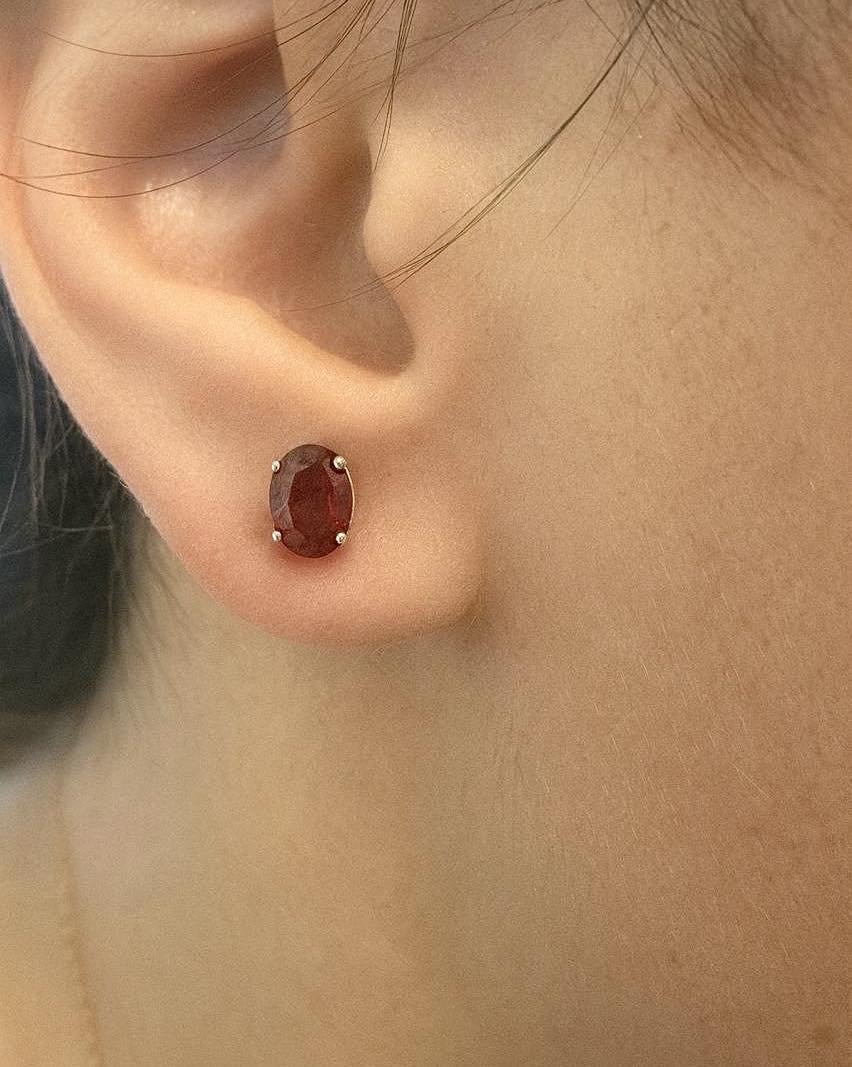 Garnet Silver Earrings - Dokkana Gemstones