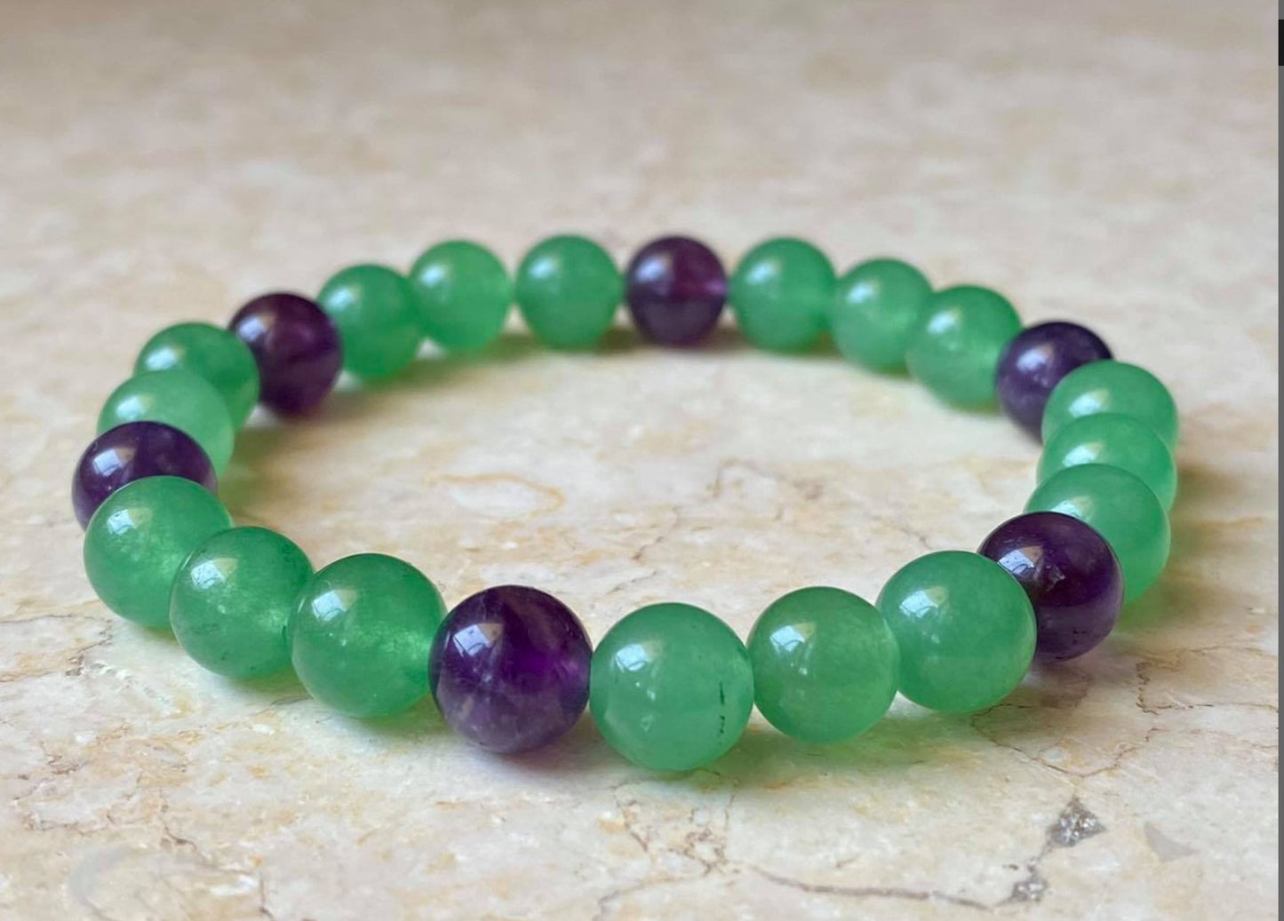 Green Aventurine & Amethyst Bracelet - Dokkana Gemstones