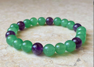 Green Aventurine & Amethyst Bracelet - Dokkana Gemstones