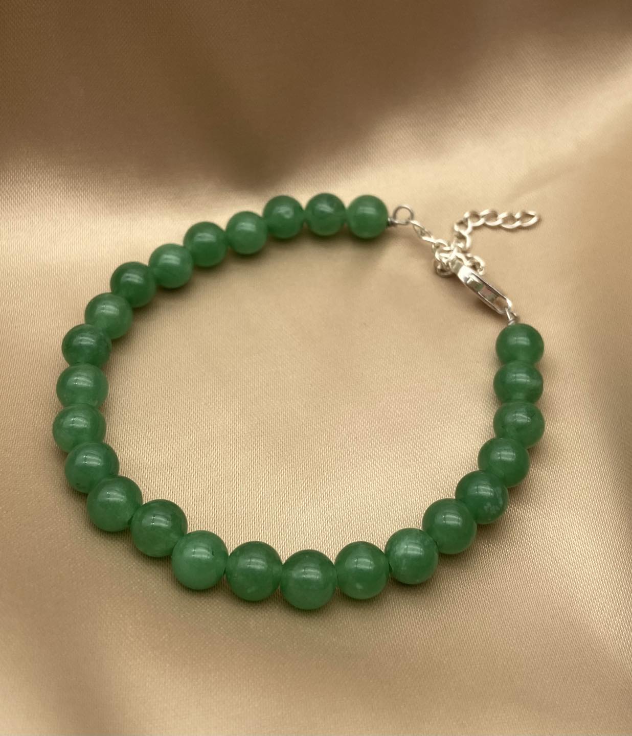 Green Aventurine Silver Bracelet - Dokkana Gemstones