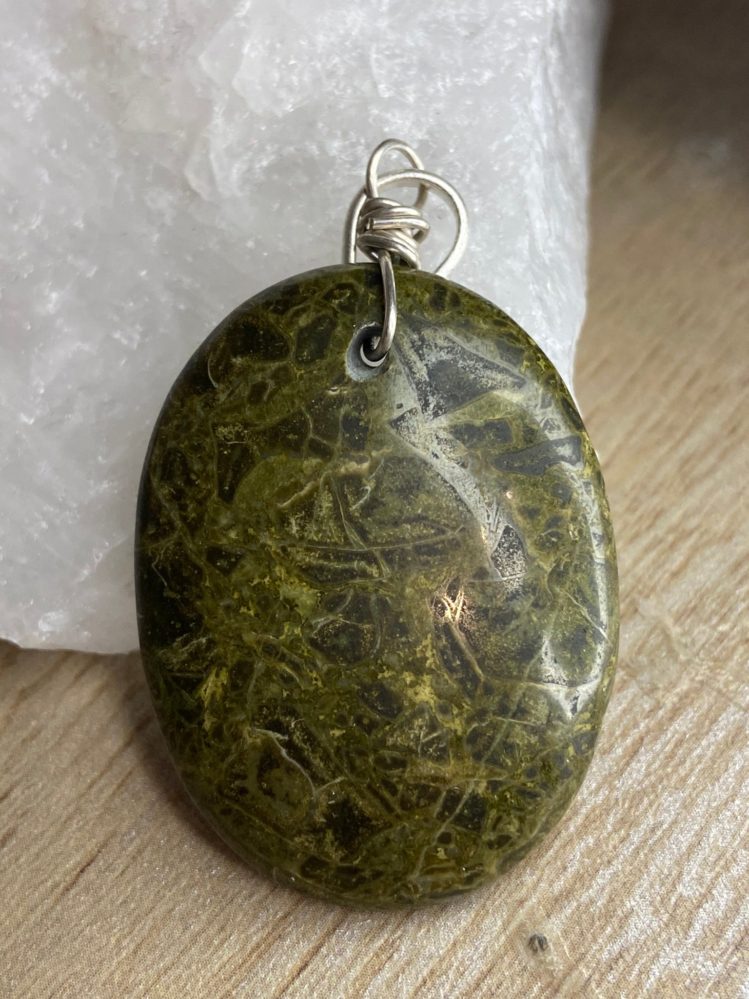 Green Lace Jasper Silver Pendant - Dokkana Gemstones