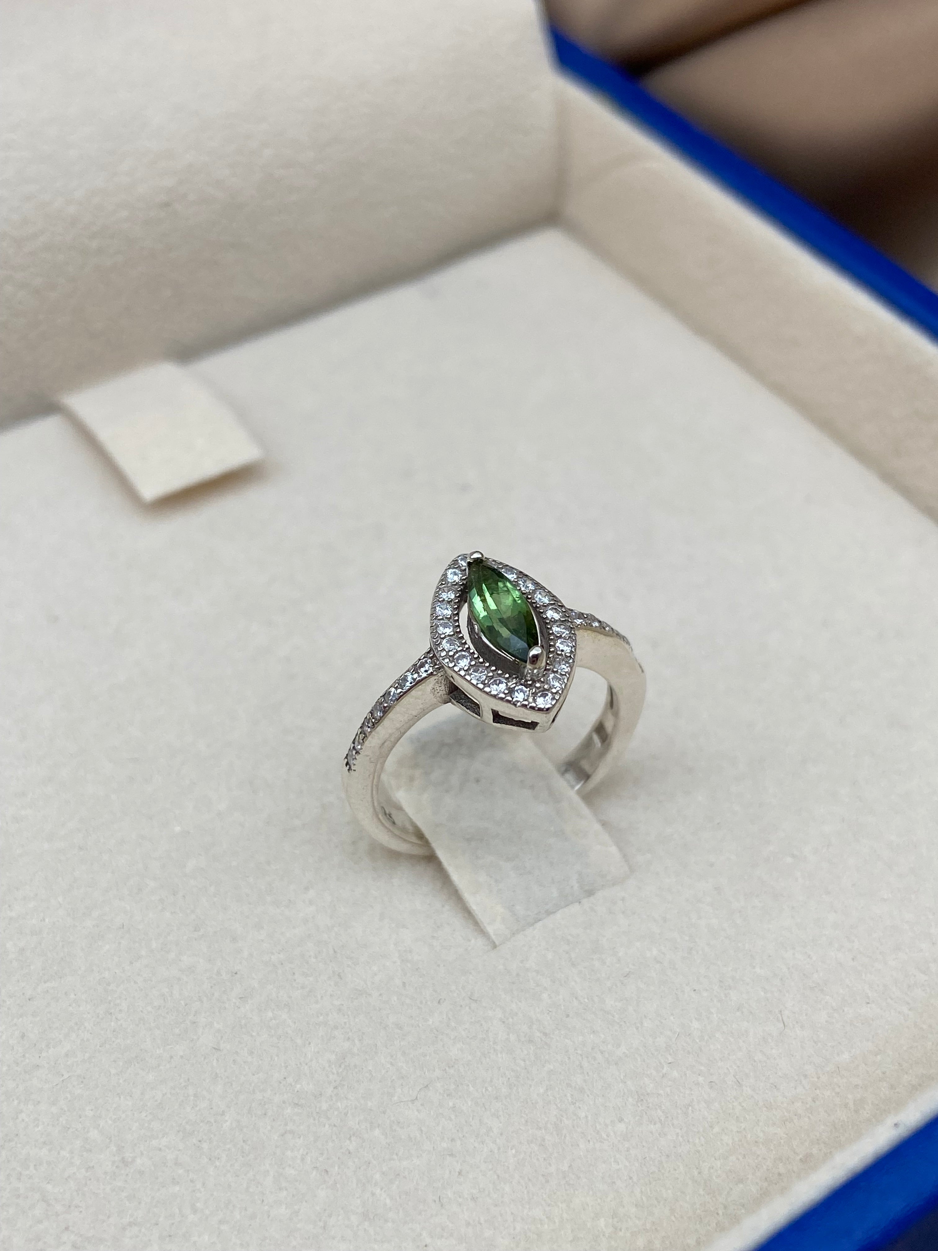 Green Tourmaline Silver Ring - Dokkana Gemstones