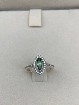 Green Tourmaline Silver Ring - Dokkana Gemstones
