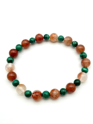 Hematite Quartz & Malachite bracelet - Dokkana Gemstones