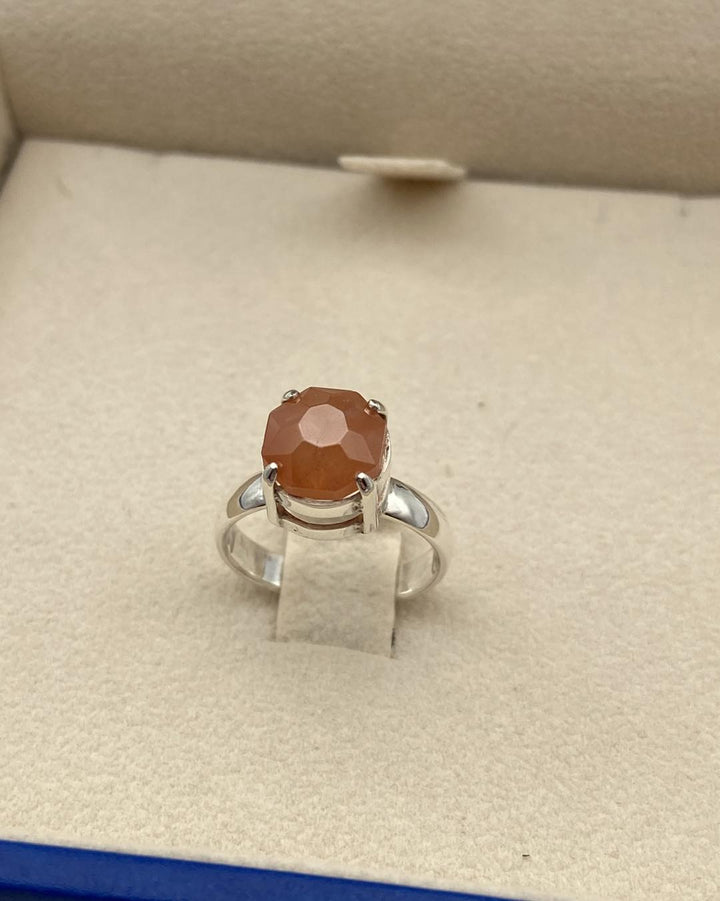 Hessonite Garnet Silver Ring - Dokkana Gemstones