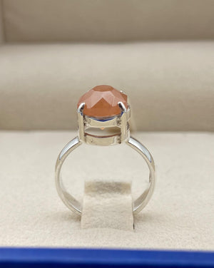 Hessonite Garnet Silver Ring - Dokkana Gemstones