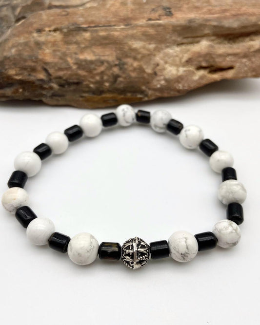 Howlite & Black Coral Bracelet - Dokkana Gemstones