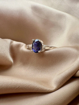 Iolite Silver Ring - IGI certified - Dokkana Gemstones