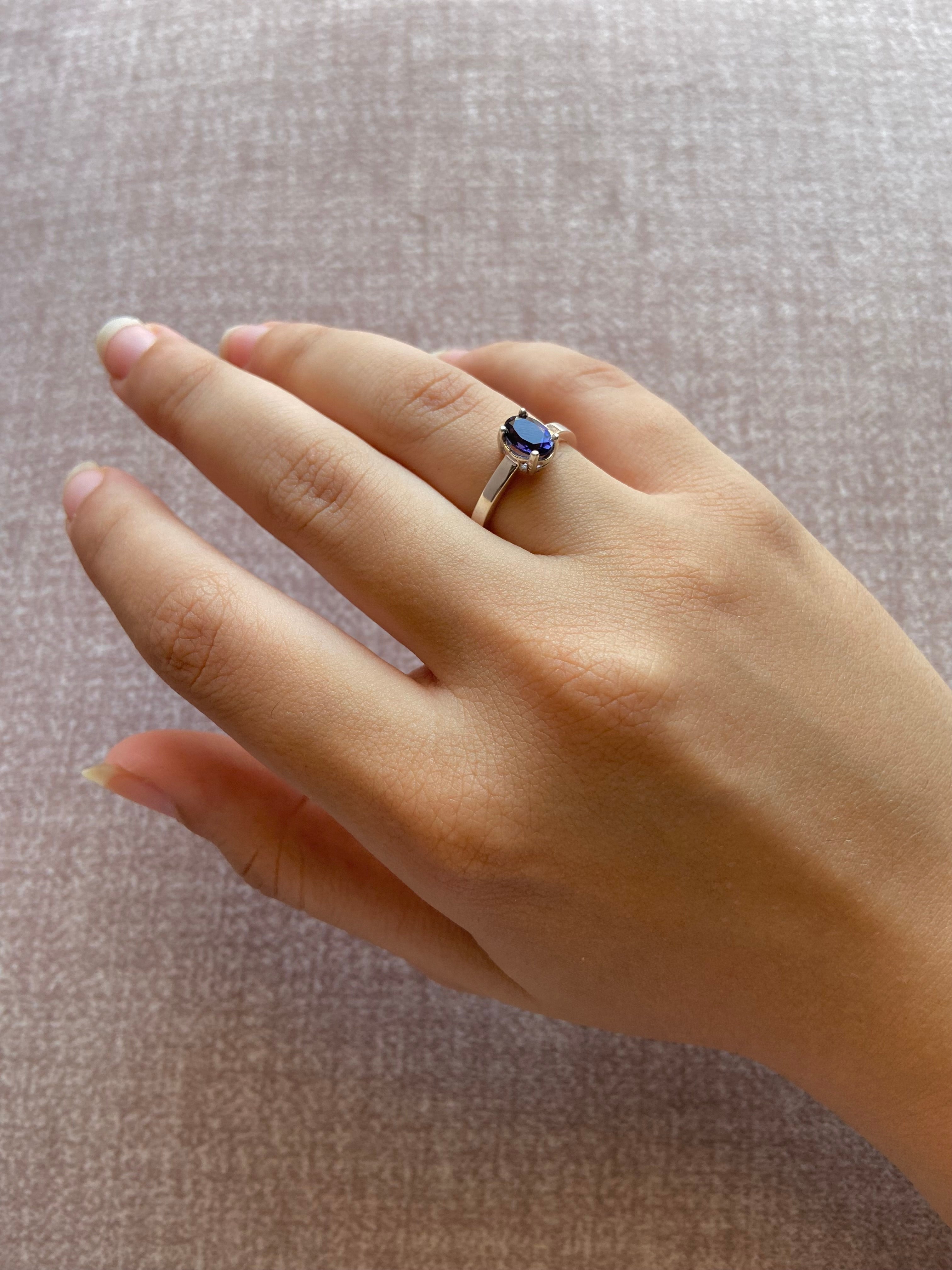 Iolite Silver Ring - IGI certified - Dokkana Gemstones