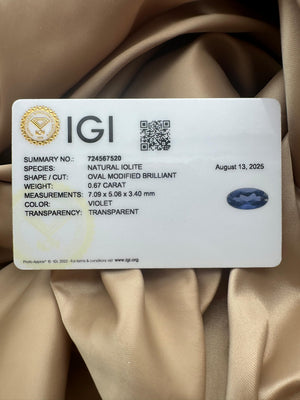 Iolite Silver Ring - IGI certified - Dokkana Gemstones