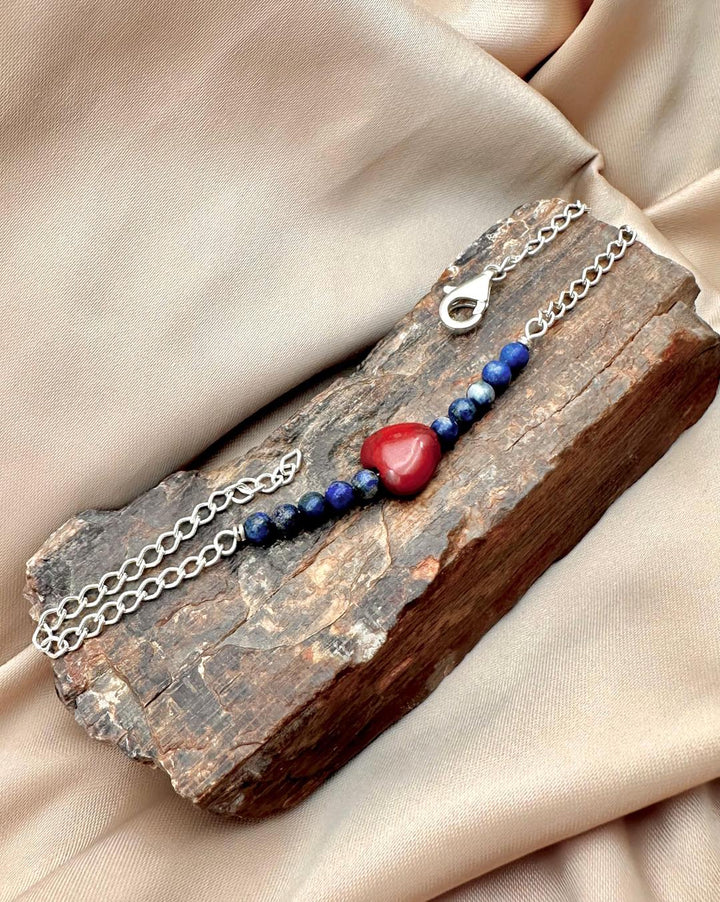 Lapis Lazuli & Jasper Silver Bracelet - Dokkana Gemstones