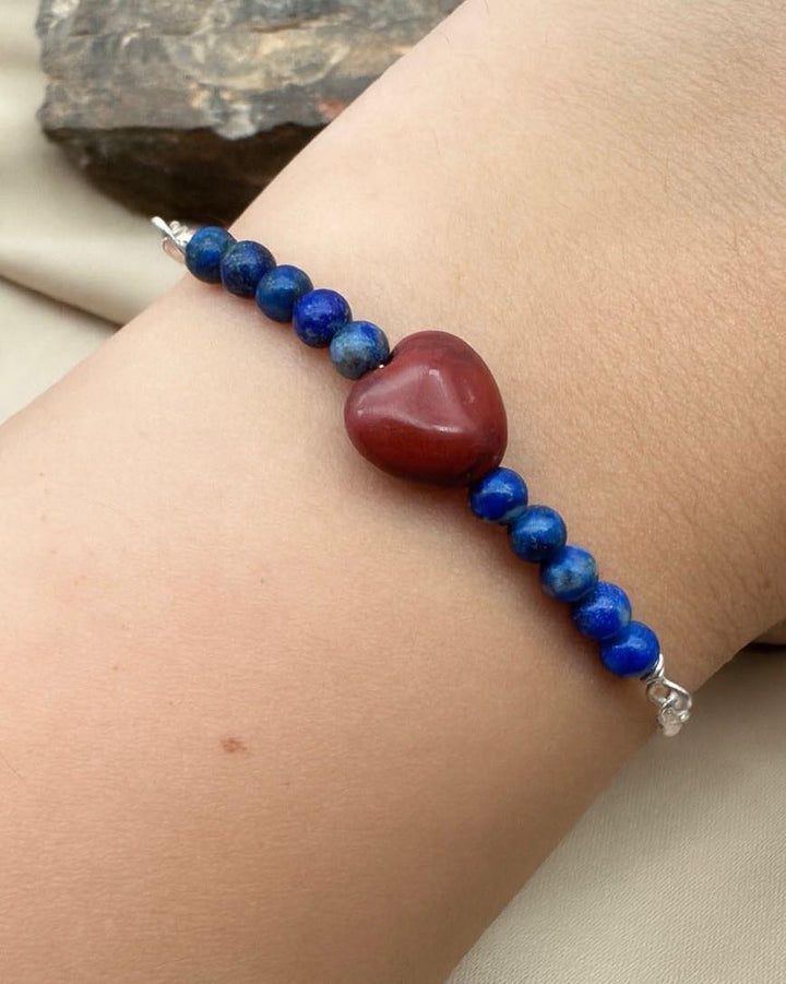 Lapis Lazuli & Jasper Silver Bracelet - Dokkana Gemstones