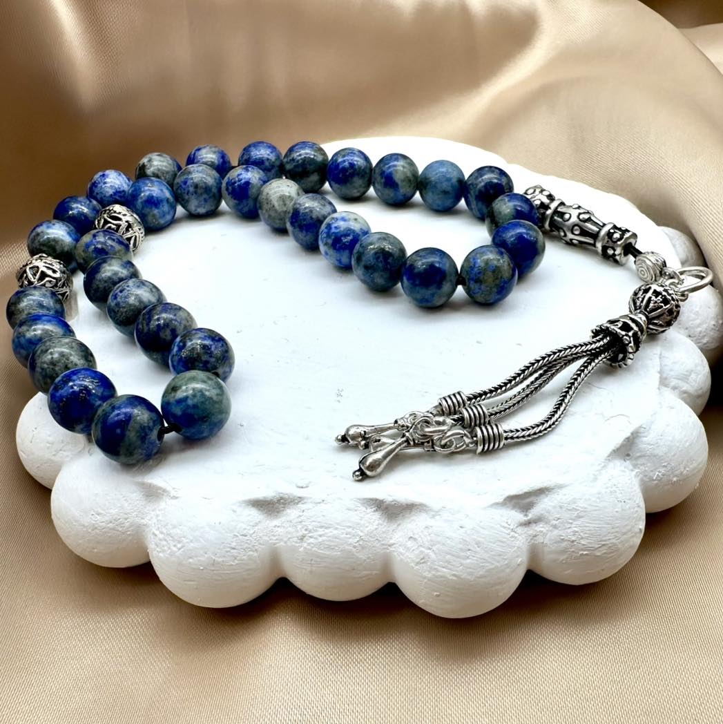 Lapis Lazuli Silver Rosary - Dokkana Gemstones