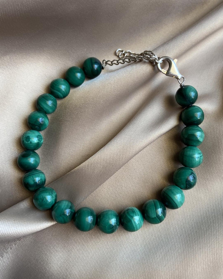 Malachite Silver Bracelet - Dokkana Gemstones