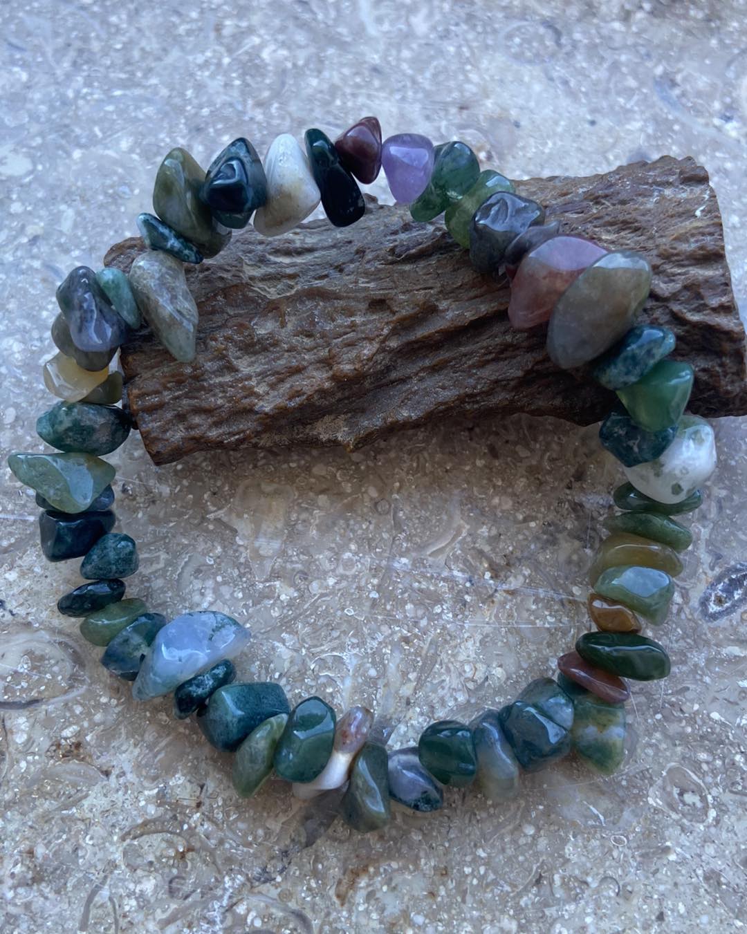 Moss Agate Chips Bracelet - Dokkana Gemstones