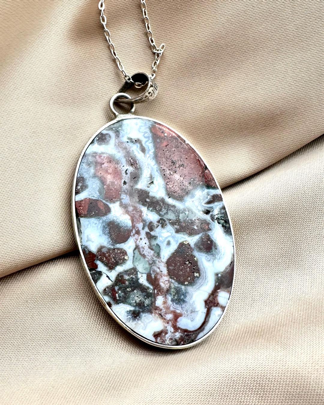 Moss Agate Silver Pendant - Dokkana Gemstones