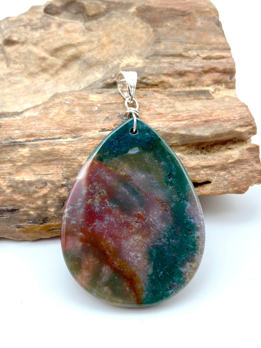 Moss Agate Silver Pendant - Dokkana Gemstones