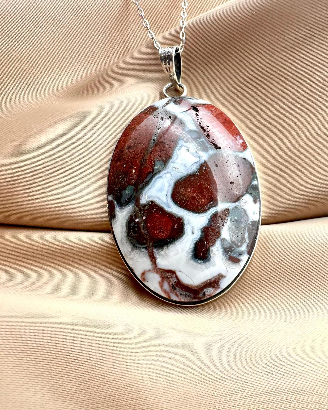 Moss Agate Silver Pendant - Dokkana Gemstones