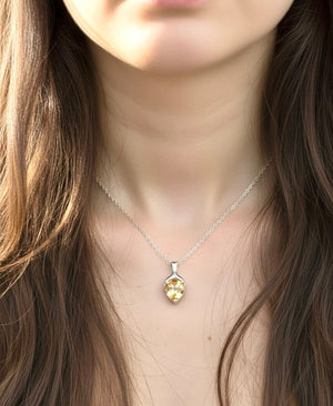 Natural Citrine Heart Silver Pendant - IGI certified - Dokkana Gemstones