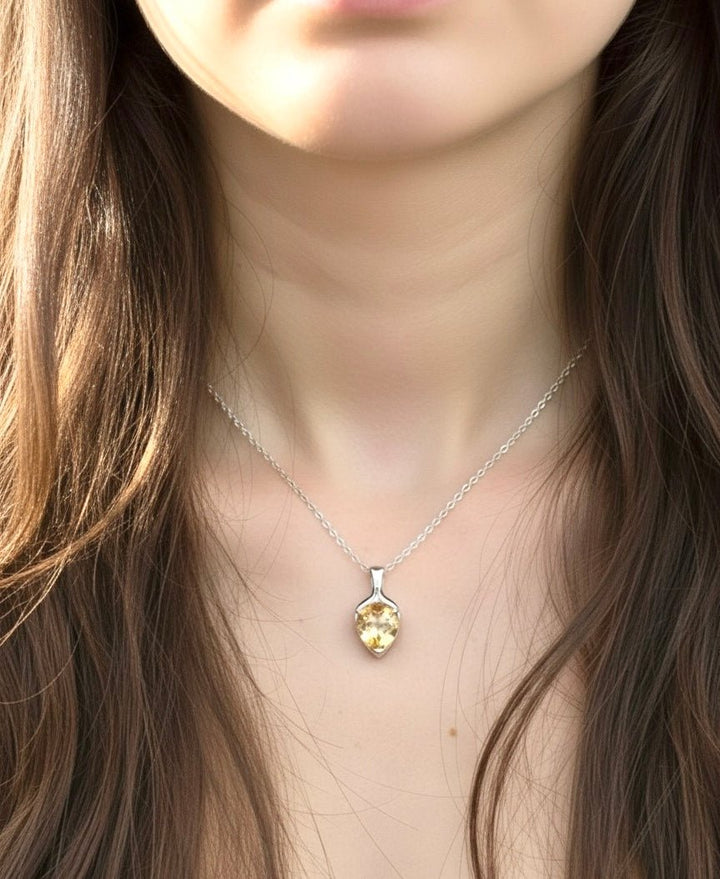 Natural Citrine Heart Silver Pendant - IGI certified - Dokkana Gemstones