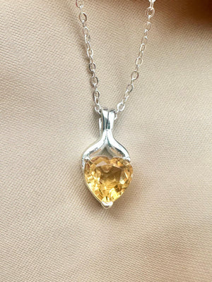 Natural Citrine Heart Silver Pendant - IGI certified - Dokkana Gemstones