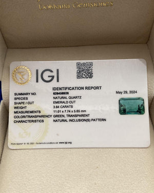 Natural Green Quartz Silver Pendant - IGI Certified - Dokkana Gemstones