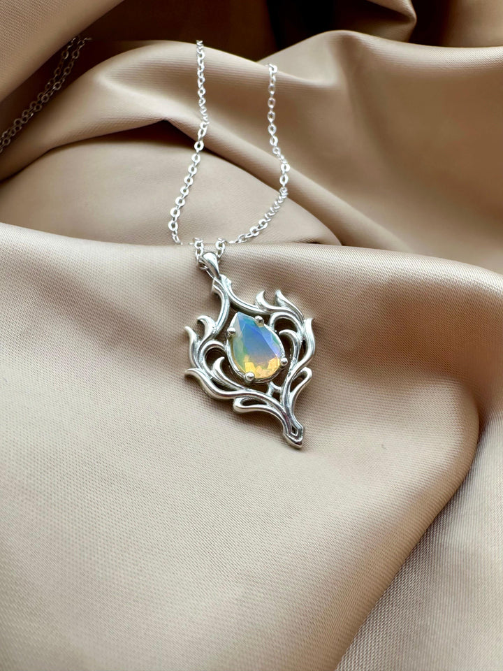 Natural Opal Nature Inspired Silver Pendant - IGI Certified - Dokkana Gemstones