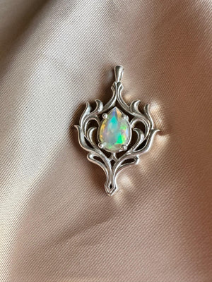 Natural Opal Nature Inspired Silver Pendant - IGI Certified - Dokkana Gemstones