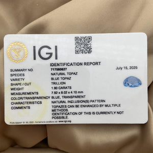 Natural Topaz Trillion Silver Pendant - IGI Certified - Dokkana Gemstones