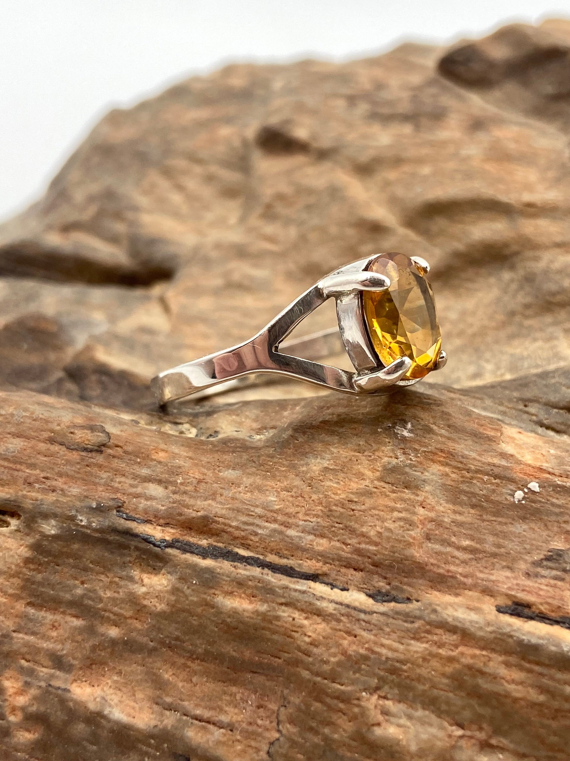 Orange Citrine Silver Ring - Dokkana Gemstones