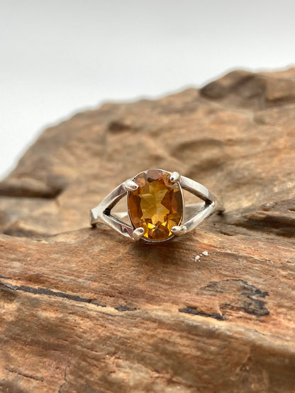 Orange Citrine Silver Ring - Dokkana Gemstones