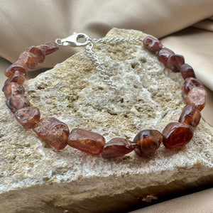 Orange Garnet Silver Bracelet - Dokkana Gemstones