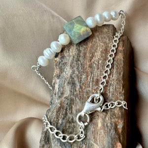 Pearl & Labradorite Silver Bracelet - Dokkana Gemstones