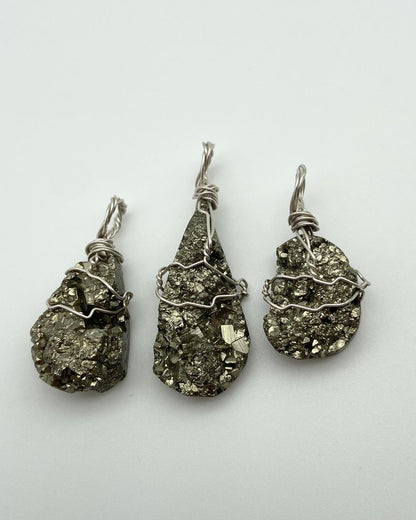 Pyrite Raw Silver Pendants - Dokkana Gemstones