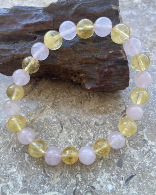 Rose Quartz & Citrine Bracelet - Dokkana Gemstones