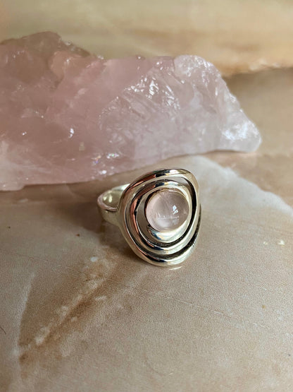 Rose Quartz Silver Ring - Dokkana Gemstones