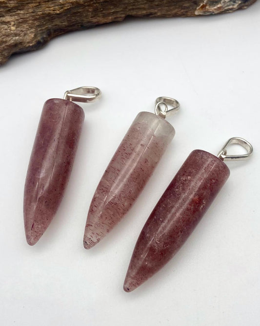 Strawberry Quartz Silver Pendants - Dokkana Gemstones