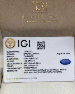 Tanzanite Silver Ring - IGI certified - Dokkana Gemstones