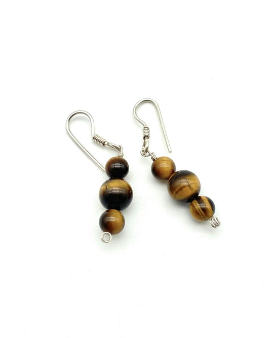 Tiger's Eye Silver Earring - Dokkana Gemstones