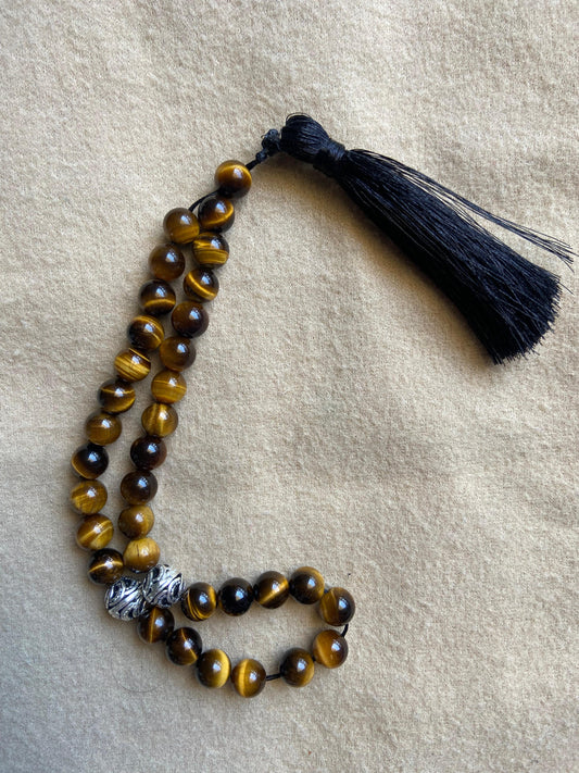 Tiger's Eye Silver Rosary - Dokkana Gemstones